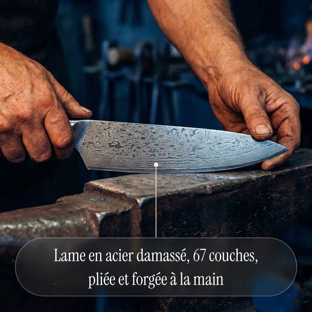 Couteau en damas forgé à la main